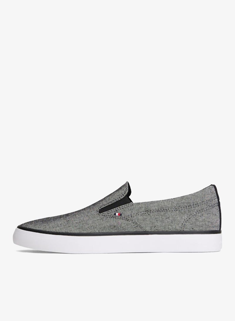 TOMMY HILFIGER Linen Chambray Jacquard Slip-On Trainers - Image 2