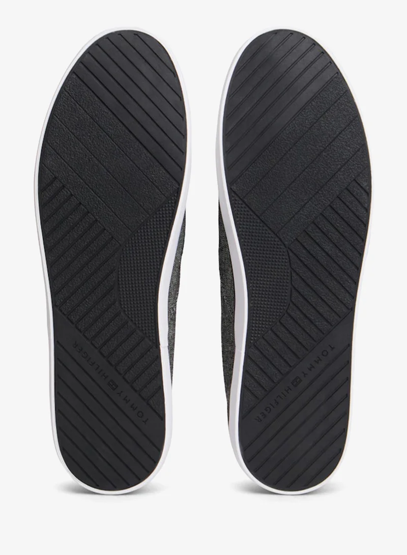 Tommy Hilfiger Black Linen Chambray Jacquard Slip-On Shoes for Men | Best Price UAE