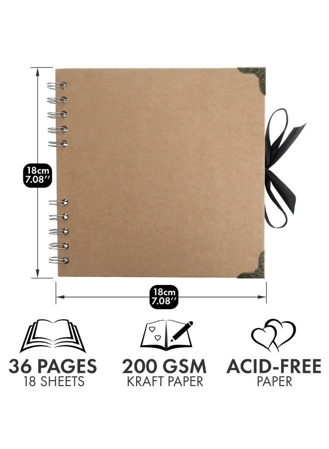 ألبوم سكرابوك 36 صفحة (8 × 8 بوصة) بني سميك 200gsm ورق كرافت ، ألبوم الصور سكرابوك ، كتاب الذاكرة - مثالي لألبومات سكرابوك الخاصة بك مشاريع الفن والحرف - Image 3