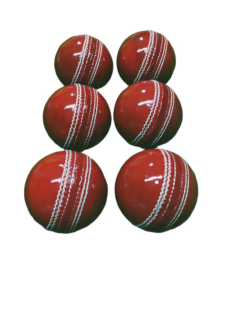 Generic Red Club Leather Cricket Balls – Pack of 6 - Image 1