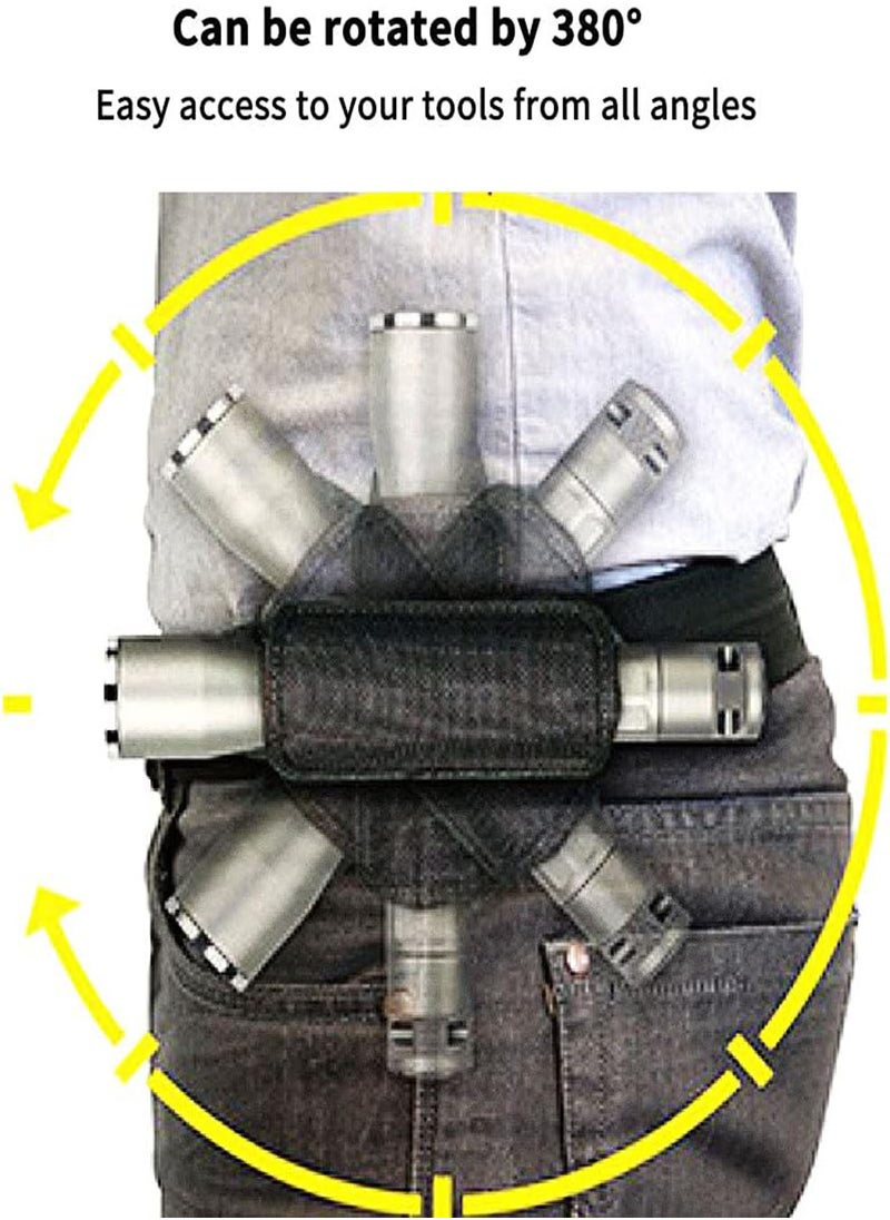 GGOOT Flashlight Pouch, Led Torch Flashlight Holster for Tactical Torch Tactical 360 Degrees Rotatable Flashlight Holder Pouch Belt Flashlight Nylon Cover Pouch with Rotatable Clip for Outdoor Camping  - Image 5