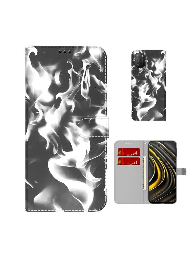 HuHa Case Cover For Xiaomi Poco M3 / Redmi 9 Power / Redmi 9T / Redmi Note 9 4G Cloud Fog Pattern Horizontal Flip Leather Case with Holder & Card Slot & Wallet Black 