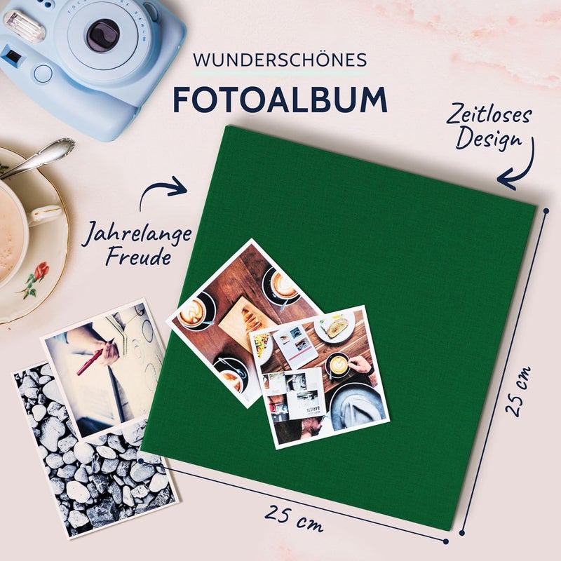 Goldbuch Summertime Trend 24806 Photo Album, 25 x 25 cm, Photo Book with 60 White Pages & Glassine Dividers, Linen Photo Album, Memory Album, Dark Green - Image 2