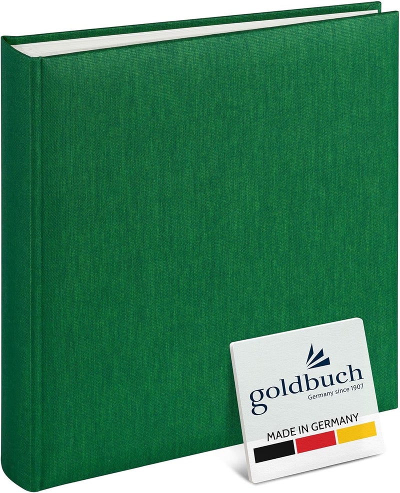 Goldbuch Summertime Trend 24806 Photo Album, 25 x 25 cm, Photo Book with 60 White Pages & Glassine Dividers, Linen Photo Album, Memory Album, Dark Green - Image 1