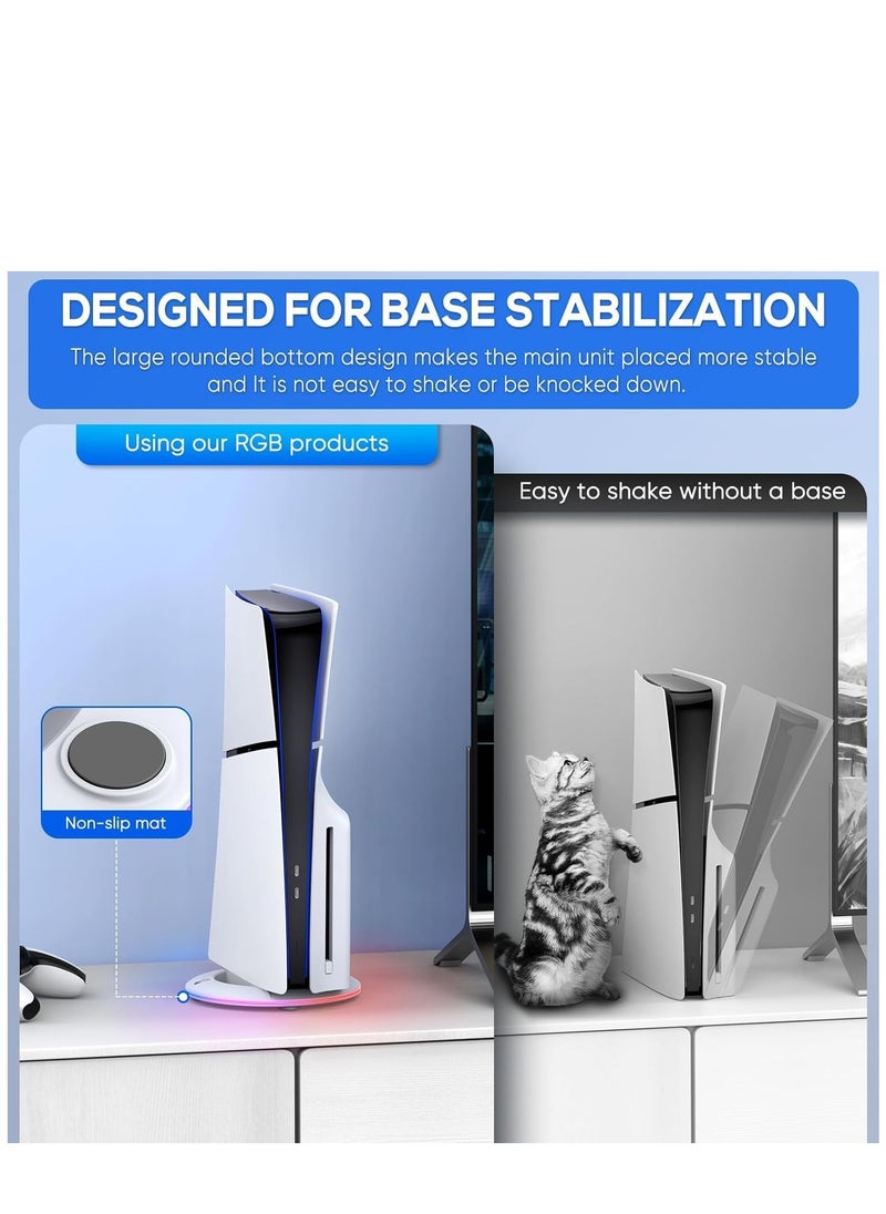 Ipega - قاعدة حامل رأسية مع 14 وضعًا لإضاءة RGB لقرص وحدة التحكم PS5 Slim والإصدار الرقمي - Image 1