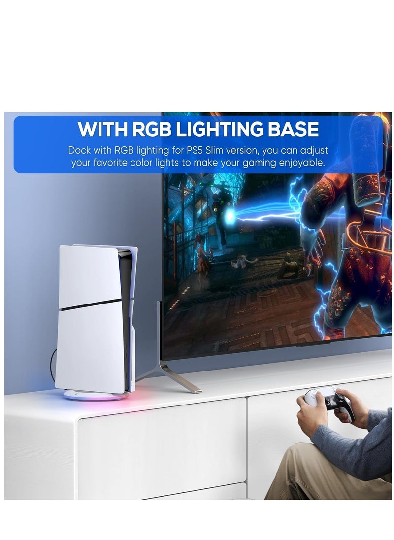 Ipega قاعدة حامل رأسية مع 14 وضعًا لإضاءة RGB لقرص وحدة التحكم PS5 Slim والإصدار الرقمي  - Image 2