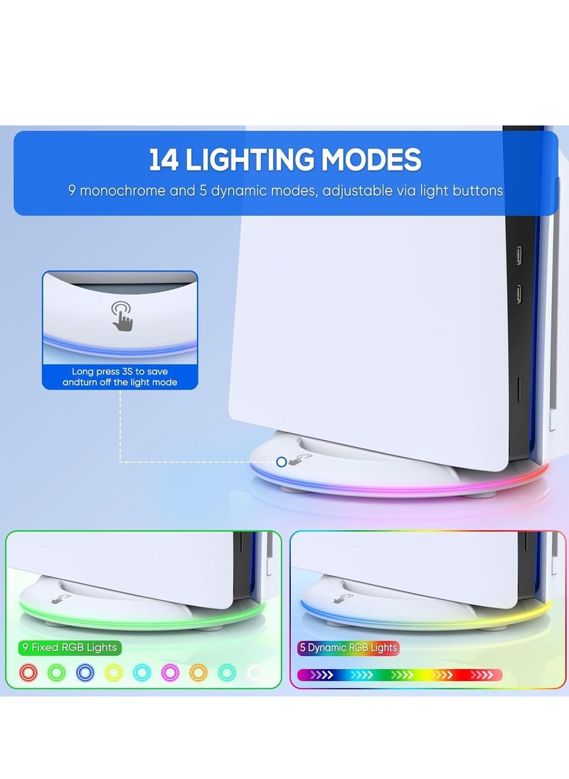 Ipega قاعدة حامل رأسية مع 14 وضعًا لإضاءة RGB لقرص وحدة التحكم PS5 Slim والإصدار الرقمي  - Image 3