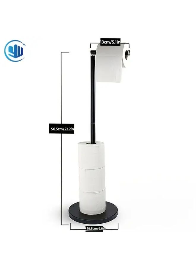 Black Stainless Steel Freestanding Toilet Paper Holder Large Capacity Modern Minimalist Design - Image 3