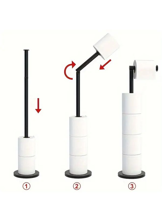 Black Stainless Steel Freestanding Toilet Paper Holder Large Capacity Modern Minimalist Design - Image 2