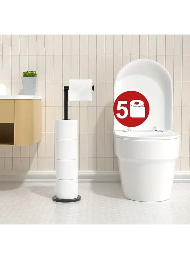 Black Stainless Steel Freestanding Toilet Paper Holder Large Capacity Modern Minimalist Design - Image 1