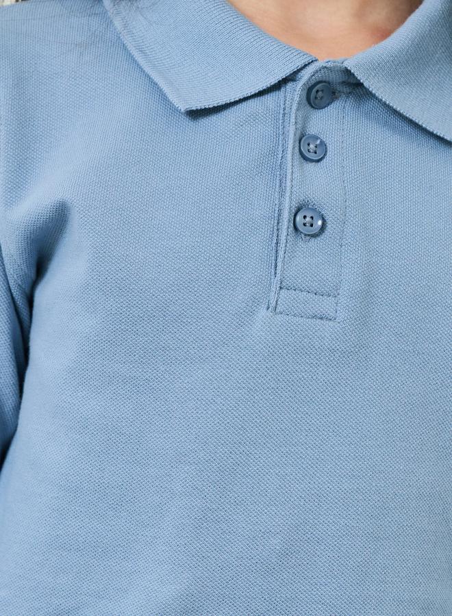 Styli Kids Light Blue Long Sleeve Polo T-Shirt - Image 3