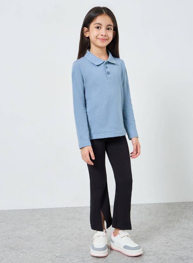 Styli Kids Light Blue Long Sleeve Polo T-Shirt - Image 2