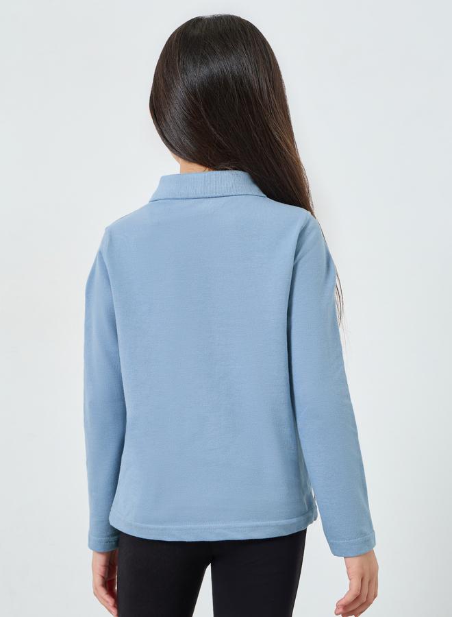 Styli Kids Light Blue Long Sleeve Polo T-Shirt - Image 4