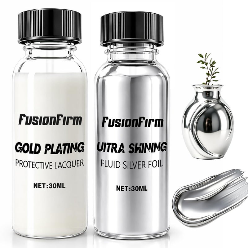 FusionFirm Liquid Leaf Paint AlcoholBased Airbrush Paint High Gloss Finish Silver 1 Fl Oz - Image 3