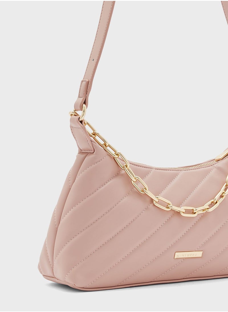 Vincci - Top Handle Chain Detail Satchel - Image 1