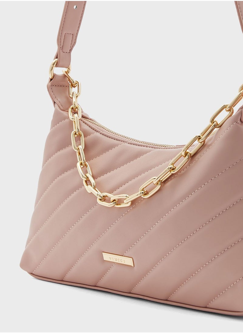 Vincci - Top Handle Chain Detail Satchel - Image 1