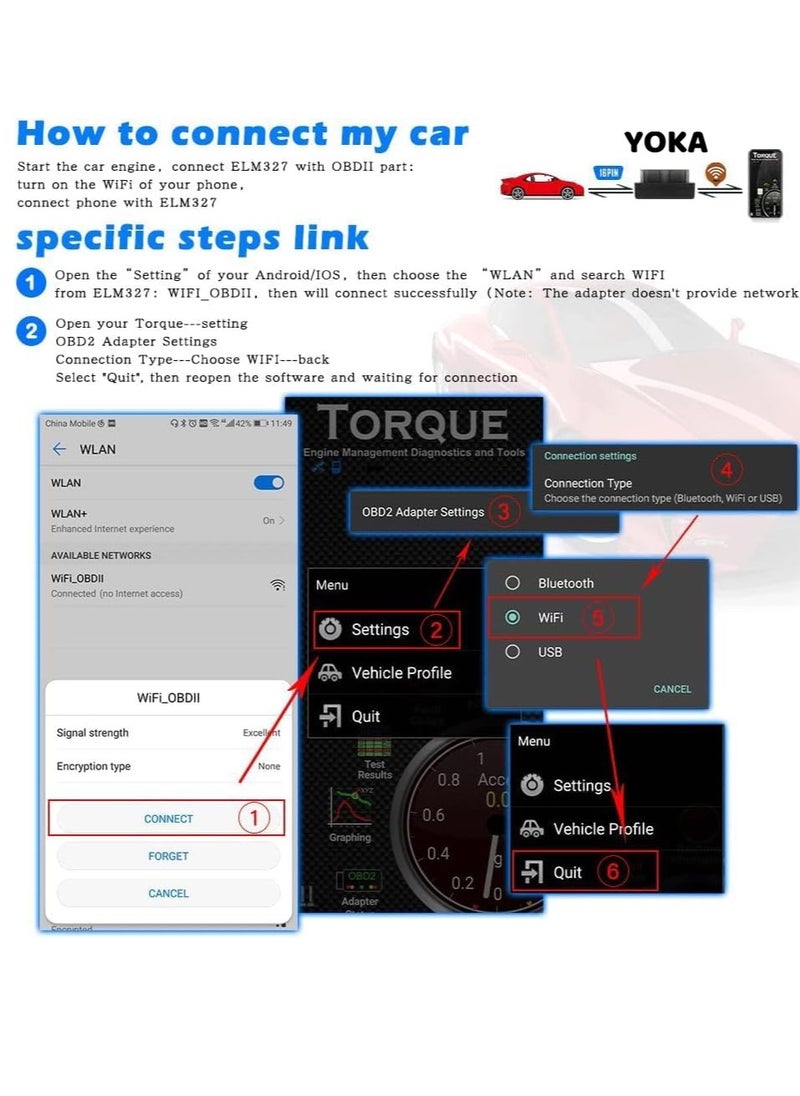 يوكا - ماسح YOKA WiFi OBD2 – الكشف الفوري عن أعطال السيارة وأداة التشخيص، متوافق مع iOS، أندرويد وويندوز - Image 1