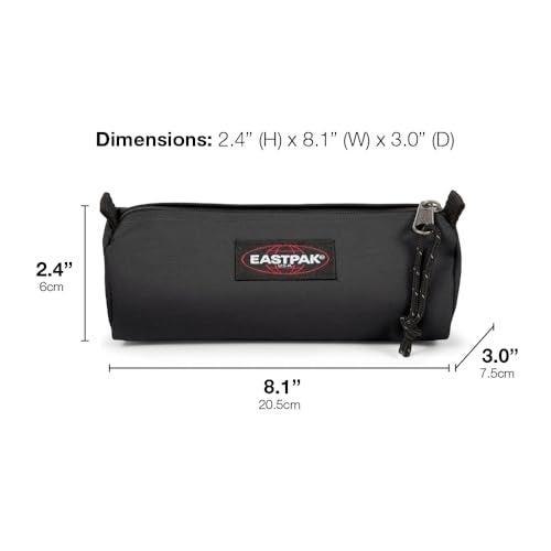 EASTPAK Benchmark Single Pencil Case – Water-Resistant Polyester, Zipper Compartment, Lightweight & Durable, Black Denim - Image 5
