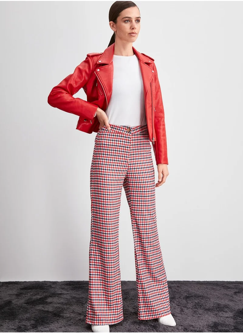 trendyol Checked Flared Pants