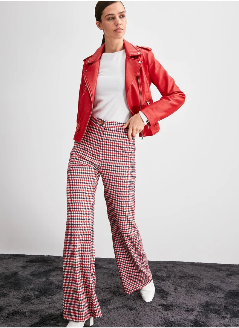 trendyol Checked Flared Pants