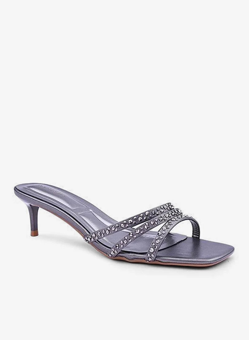 IconStyle Embroidered Open-Toe Mule Heels