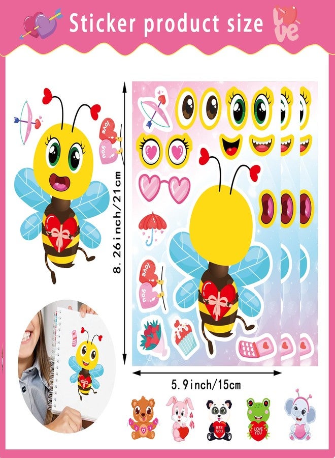 DUJAA 32 Sheets Valentine Stickers for Kids Toddlers, Make a Face Stickers, Animal Love Heart Stickers, Make Your Own Animal Stickers Party Decorations Supplies - Image 4