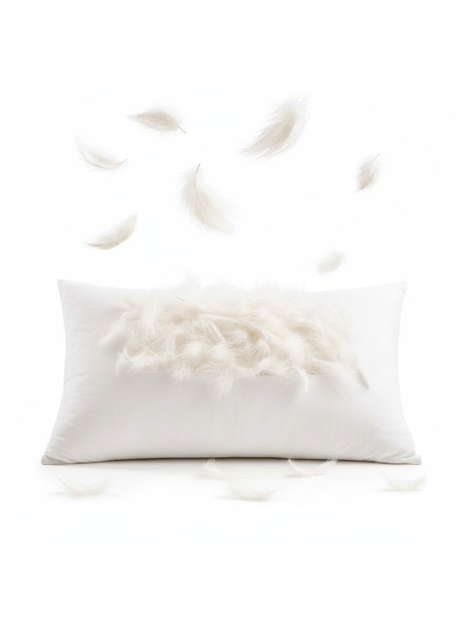 وسادة ريش النعام ، فاخرة وناعمة وجيدة التهوية، وسادة سرير عالية الجودة، مضادة للحساسية، مريحة لدعم الرقبة، وسادة نوم بيضاء - Image 4