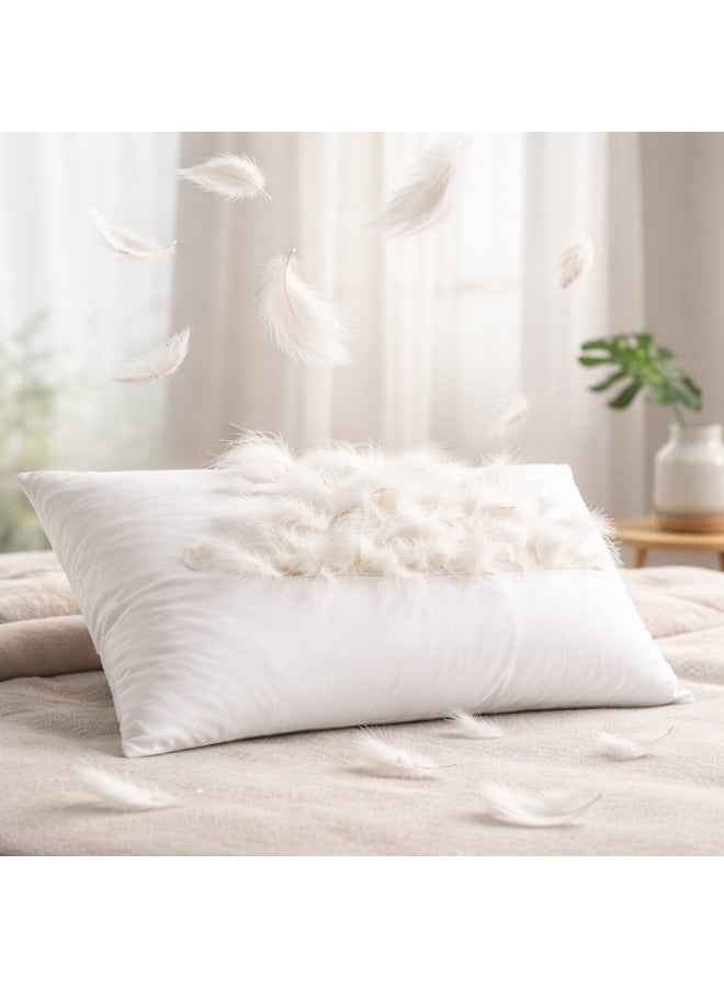 وسادة ريش النعام ، فاخرة وناعمة وجيدة التهوية، وسادة سرير عالية الجودة، مضادة للحساسية، مريحة لدعم الرقبة، وسادة نوم بيضاء - Image 1