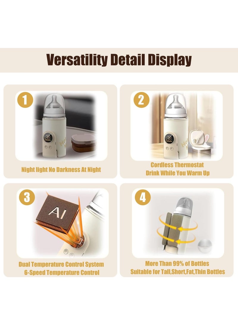 سخان زجاجات محمول، تسخين سريع، مقاوم للتسرب، سخان سفر قابل للتعديل مع بطارية، يعمل ببطارية 10000 مللي أمبير في الساعة، سخان حليب الثدي للسفر في الهواء الطلق - Image 5
