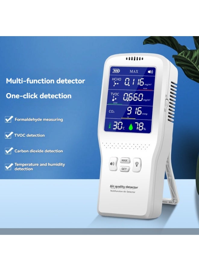 M MIAOYAN Multi-functional air quality monitor - detects formaldehyde, total volatile organic compounds, carbon dioxide, temperature, and humidity; suitable for homes, offices, and cars. - Image 2