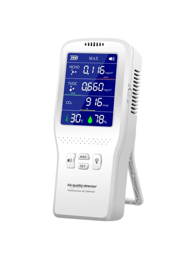 M MIAOYAN Multi-functional air quality monitor - detects formaldehyde, total volatile organic compounds, carbon dioxide, temperature, and humidity; suitable for homes, offices, and cars. - Image 3