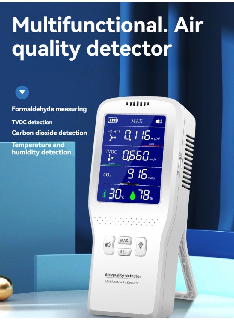 M MIAOYAN Multi-functional air quality monitor - detects formaldehyde, total volatile organic compounds, carbon dioxide, temperature, and humidity; suitable for homes, offices, and cars. - Image 4