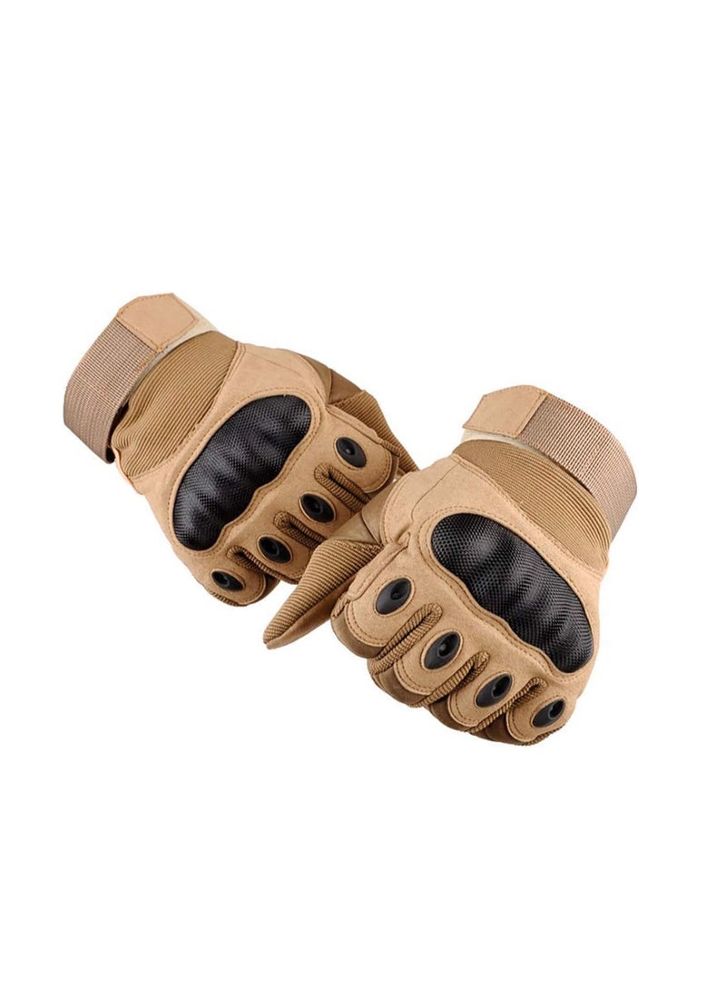 Generic Motorcycle and Cycle Gloves, Full Finger Touchscreen For Riding Hiking Climbing Training (Size-XL) Color-Brown - Image 1