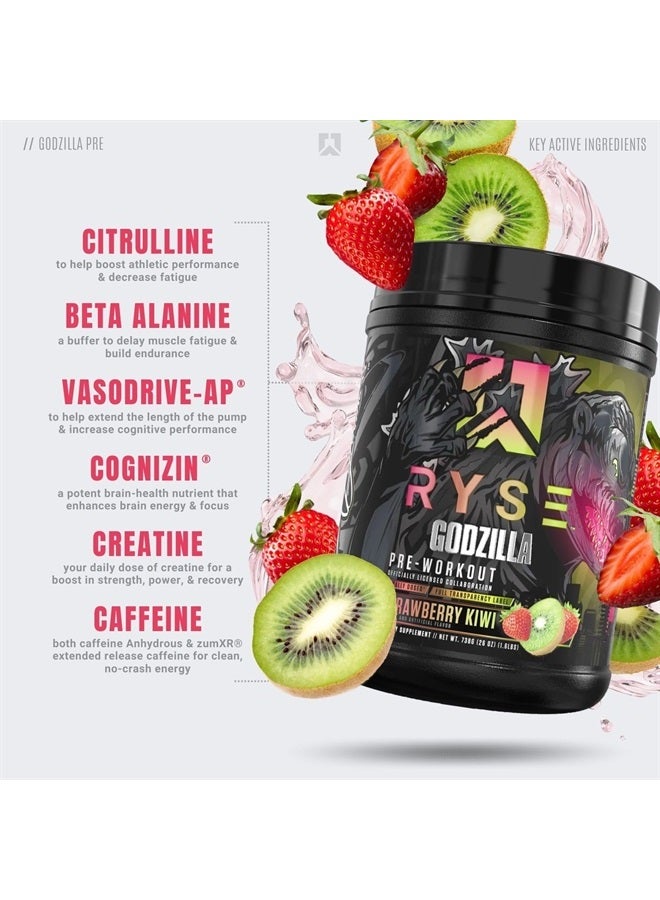 RYSE Up Supplements Noel Deyzel x Godzilla Pre Workout | Intense Pumps, Energy, & Focus | Citrulline & Beta Alanine | 400mg Total Caffeine | 40 Servings (Strawberry Kiwi) - Image 4
