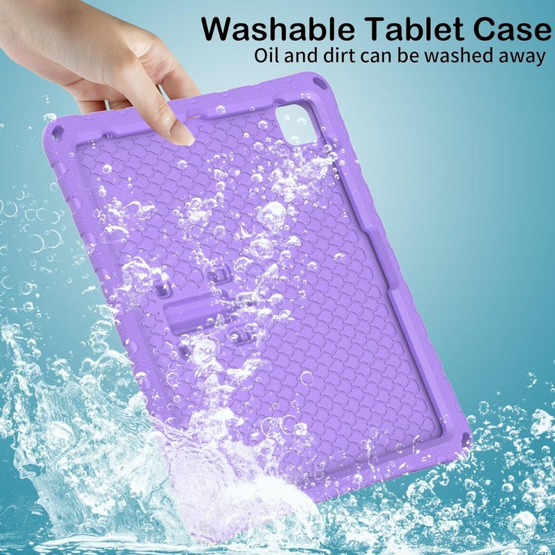 for iPad Pro 13inch 2024 Case,Lightweight EVA Kid Friendly Shockproof Protective Case,Shoulder Strap Case Butterfly Kids Case(Purple) - Image 5