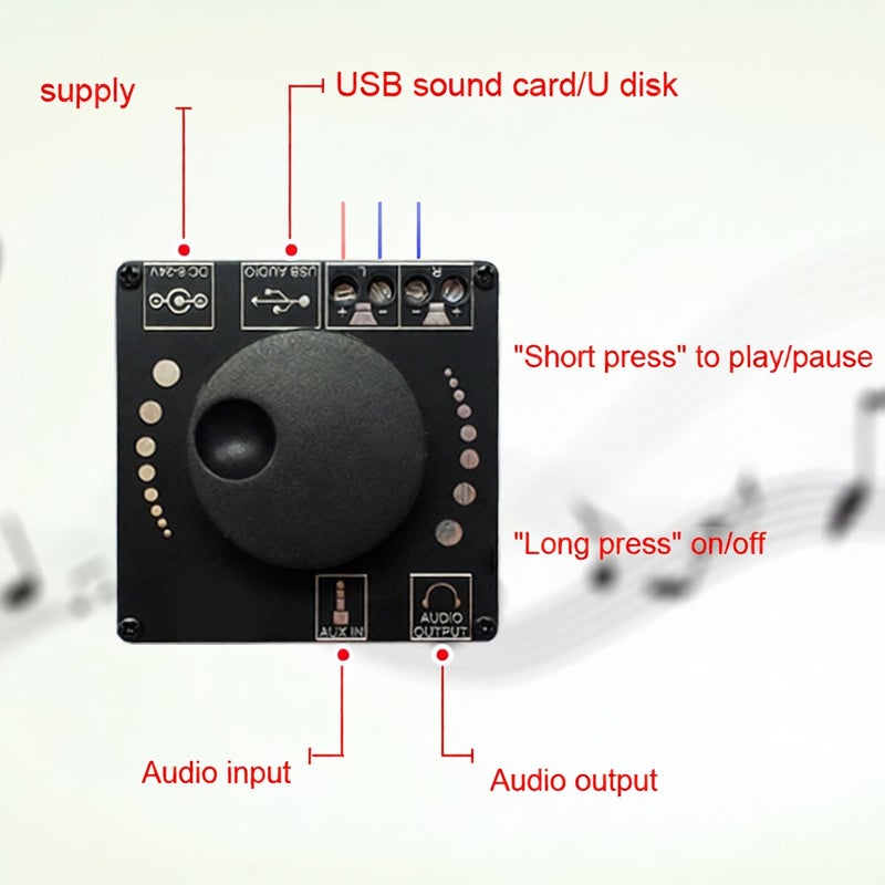 Mini 20W+20W BT 5.0 Wireless Audio Digital Power Amplifier Mobilephone Control Stereo Board Amp Dual Channel Amplificador - Image 5