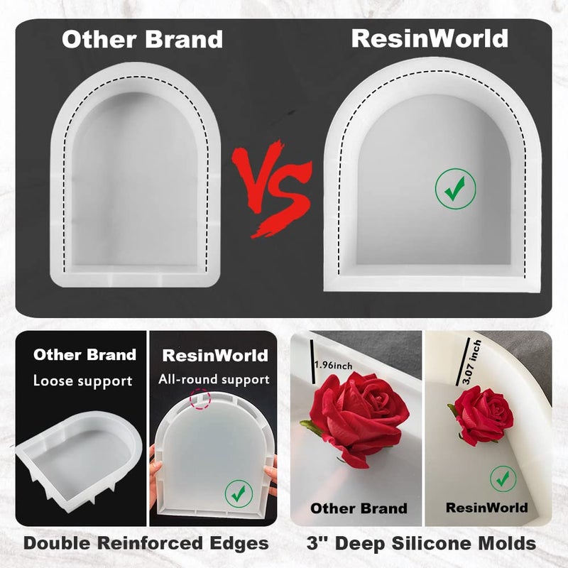 RESINWORLD 10'' Arch Mold, 3'' Deep Silicone Mold, Sturdy Large Molds for Bouquet Preservation, Shiny Resin Molds for Home Wedding Decor - Image 3