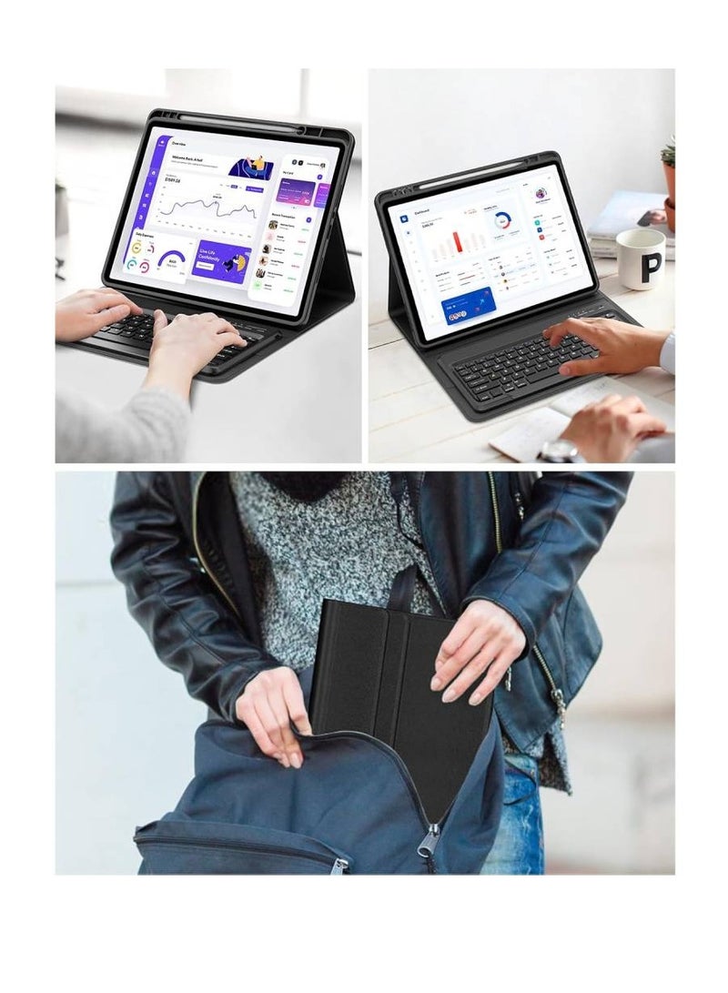 زومي جراب لوحة مفاتيح لجهاز Xiaomi Redmi Pad Pro 12.1 بوصة 2024 - جراب لوحة مفاتيح لجهاز Xiaomi POCO Pad 12.1 2024، جراب لوحة مفاتيح بلوتوث قابل للفصل مع حامل قلم لجهاز Xiaomi POCO Pad / Redmi Pad Pro 12.1 بوصة، أسود - Image 4