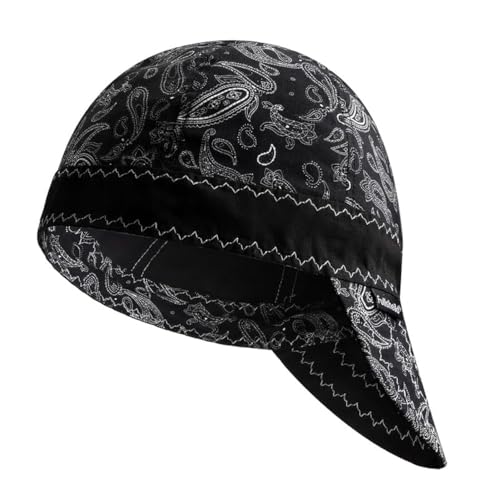 Fullsheild Reversible Welding Cap Flame Resistant CAT 2 Protective FR Welder Hats 6 Pannel Lightweight Printed for Men Women Paisley Black 7 3/4 - Image 5