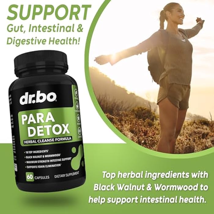 dr.bo DR. BO para Cleanse Human Detox Guard - Intestinal Pills Support for Humans - Pro Gut Health Intestine Supplement Stomach for Adults - Herbal Wormwood Black Walnut Complex & Cloves - 60 Capsules - Image 3