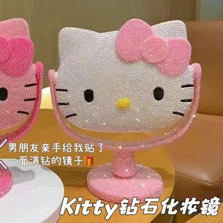 New Leopard Handmade Diy Sticker Diamond Material Bag Kt Cosmetic Mirror Cartoon Cat Cute Desktop Mirror Birthday Gift - Image 5
