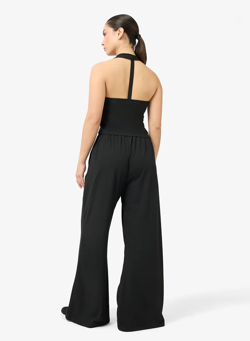 FRWD Soft Touch Seamless Halter Neck Top & Wide Leg Pant Set