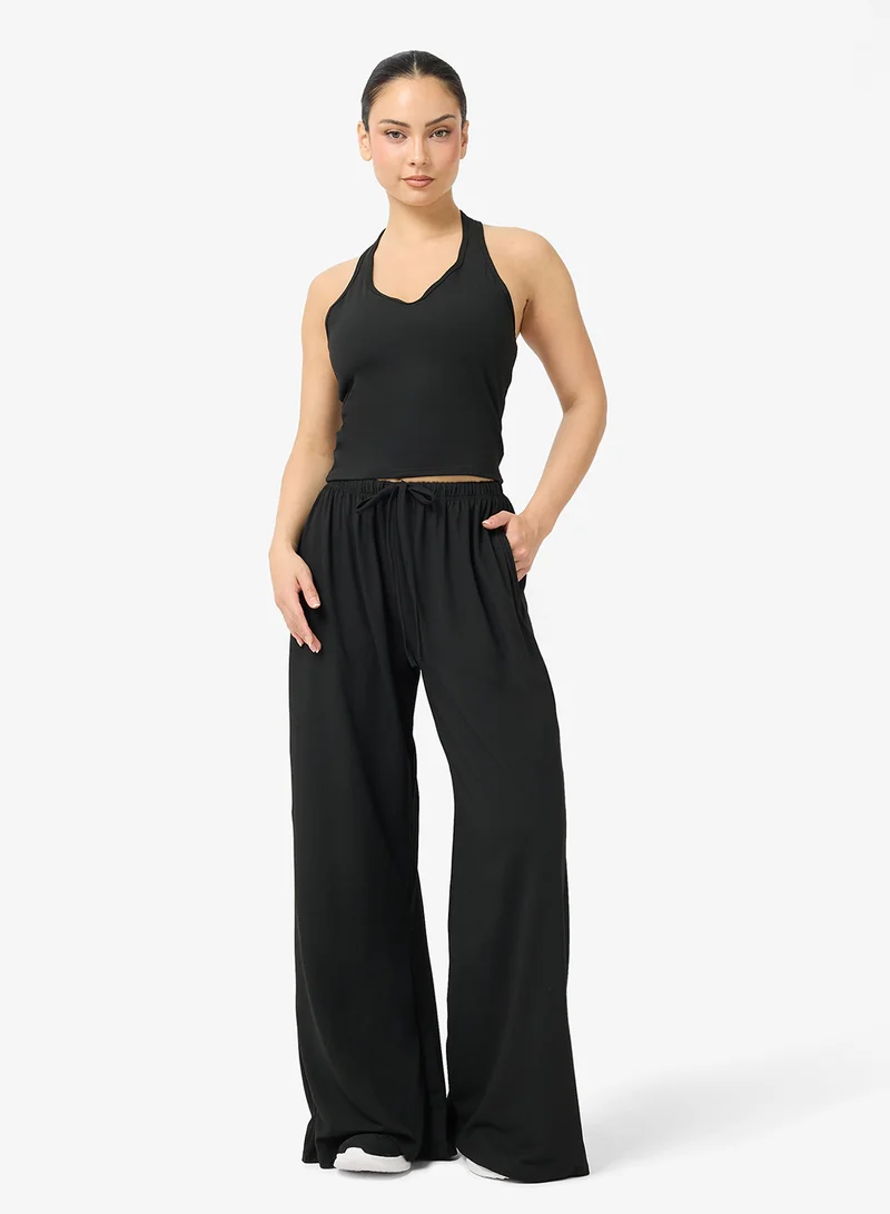 FRWD Soft Touch Seamless Halter Neck Top & Wide Leg Pant Set