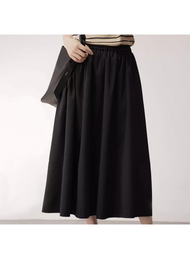 XINYANG 2025 Summer Pure Cotton Mountain-style Workwear Skirt A-line Flared Hem High-waisted Black Skirt - Image 4