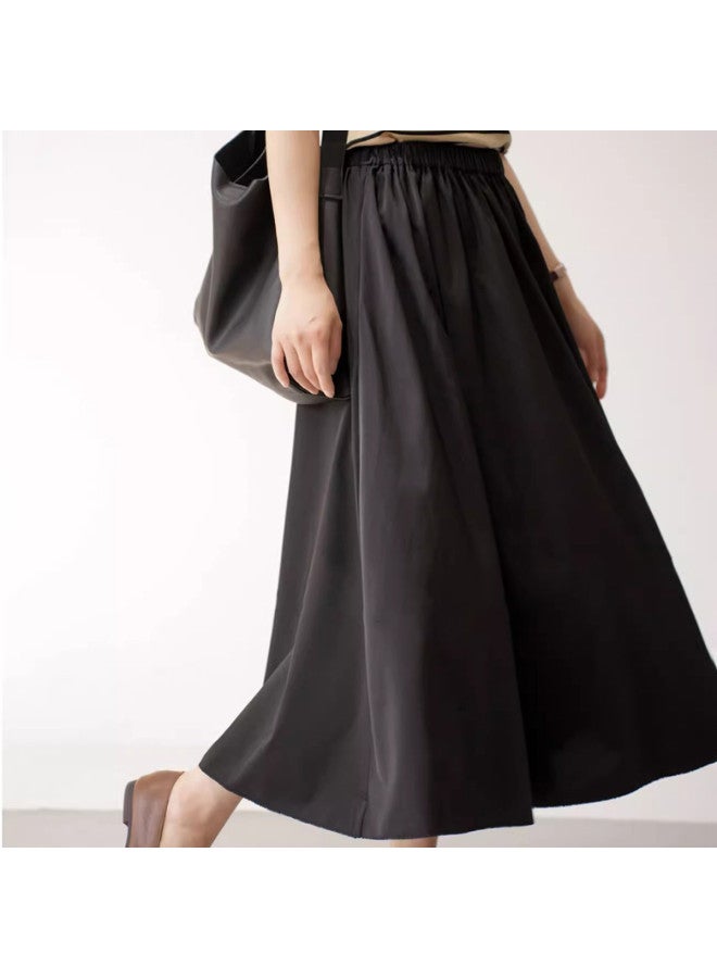 XINYANG 2025 Summer Pure Cotton Mountain-style Workwear Skirt A-line Flared Hem High-waisted Black Skirt - Image 5
