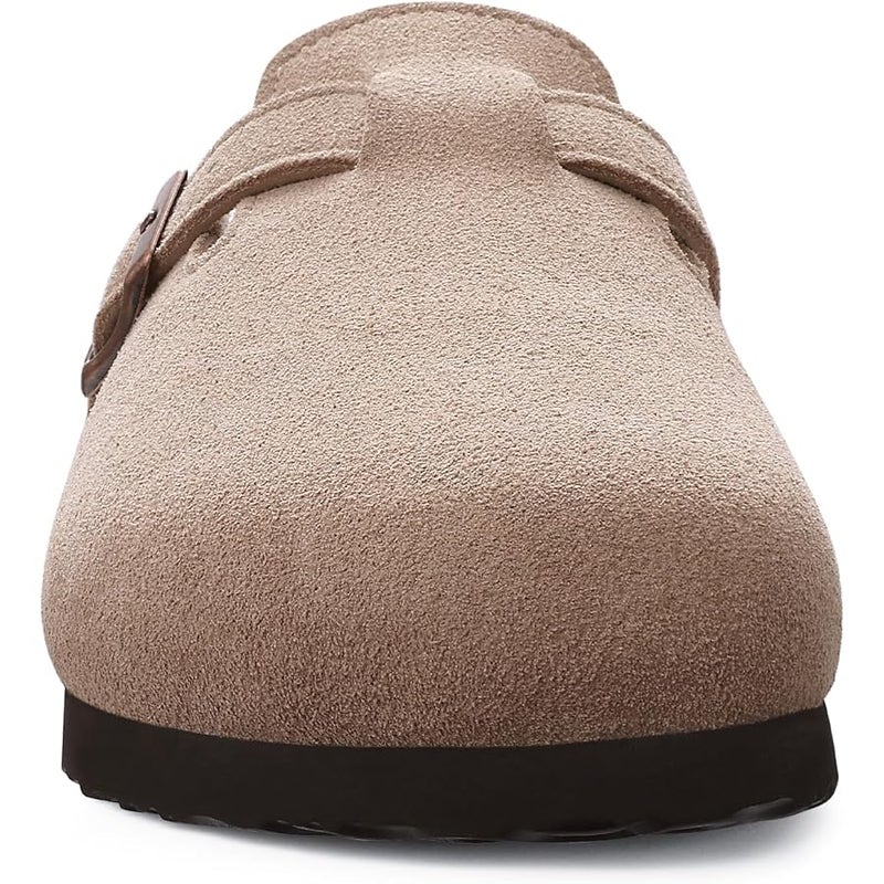 ODOLY Women's Suede Clogs Soft Cork Footbed Leather Mules Comfort Potato Shoes with Arch Support - Image 3