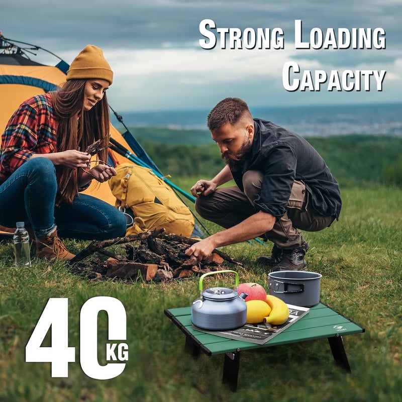 VILLEY Portable Mini Folding Beach Table, Ultralight Aluminum Side Table with Carry Bag for Camping, Picnics, and Outdoor Activities - Green - Image 5