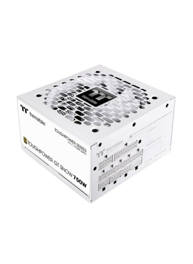 Thermaltake Toughpower GT 750W ATX 3.1 750W 80+ Gold Fully Modular Power Supply – ATX 3.1 & PCIe Gen 5.1 Ready, Native 12VHPWR (12+4 Pin), 120mm Hydraulic Bearing Smart Zero Fan, 100% Japanese Capacitors, Multi Protection, White | PS-TPT-0750FNFAGK-W - Image 1