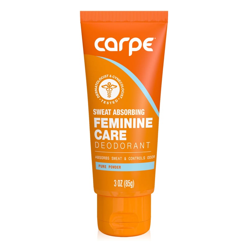Carpe Feminine Sweatcare Intimate Deodorant - pH Balanced, 24Hr Moisture & Odor Control Whole Body Deodorant for Women - Gynecologist Tested & Safe for Private Parts - Pure Powder - 3oz - Image 1