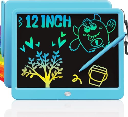 TEKFUN LCD Writing Tablet for Kids Boys Toys 12 Inch Erasable Doodle Board Colorful Doodle Pad Mess Free Coloring Board Games Toys Gifts for Toddlers Boys Adults Blue - Image 1